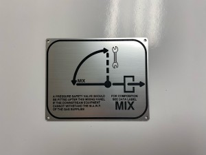Silver control panel label
