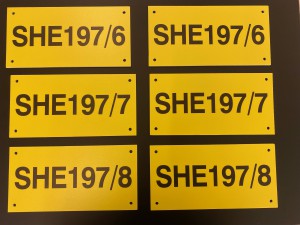 Yellow racking number labels